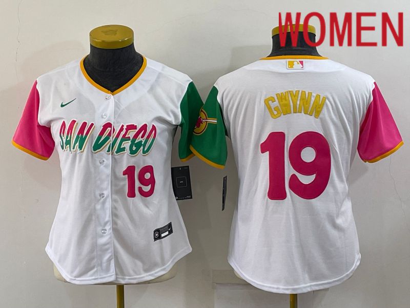 Women San Diego Padres #19 Gwynn White City Edition Nike 2022 MLB Jersey->women mlb jersey->Women Jersey